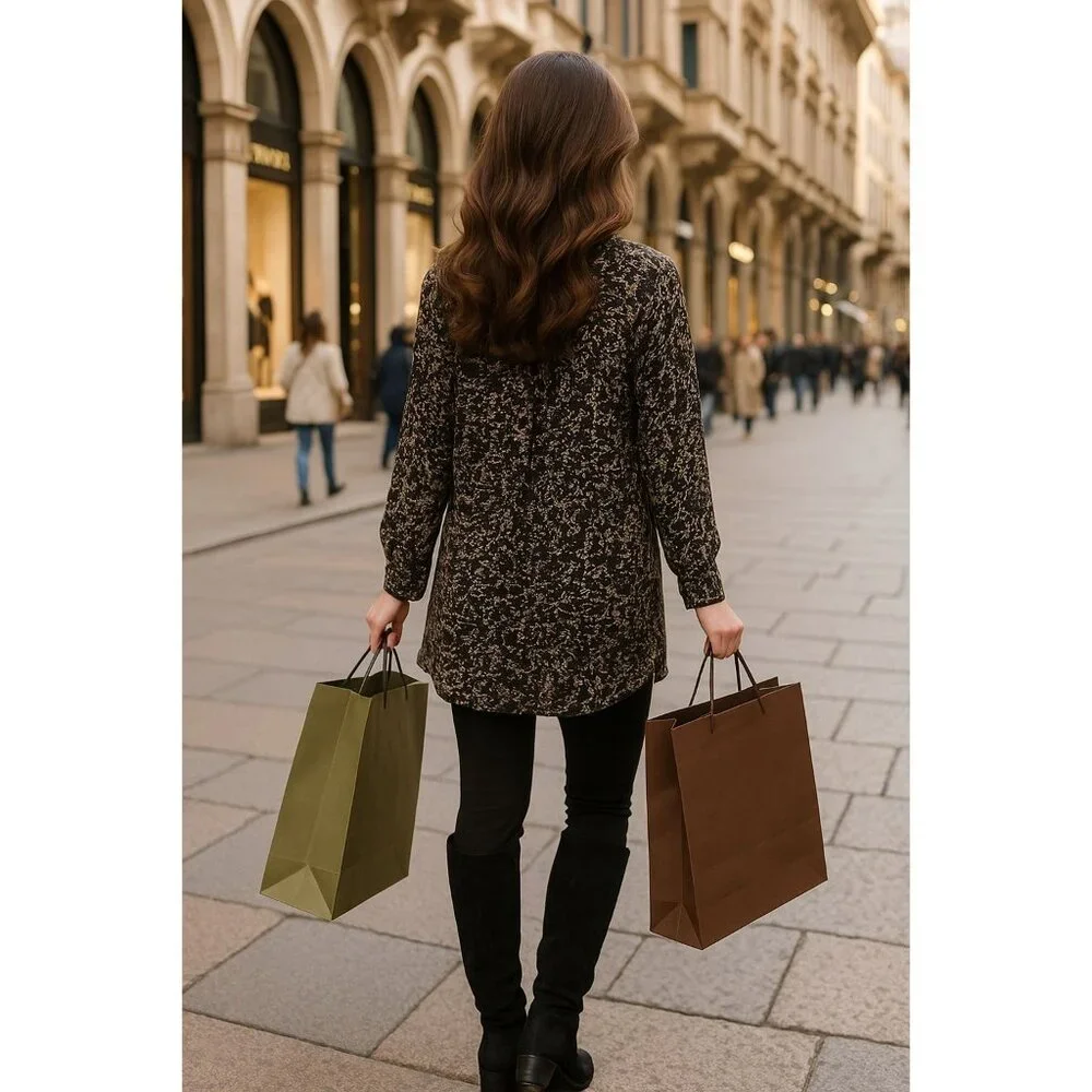 WinterSilks Size 2X Vintage Black Silk Top Sheer Abstract Print Euro Streetcore - Picture 4 of 9